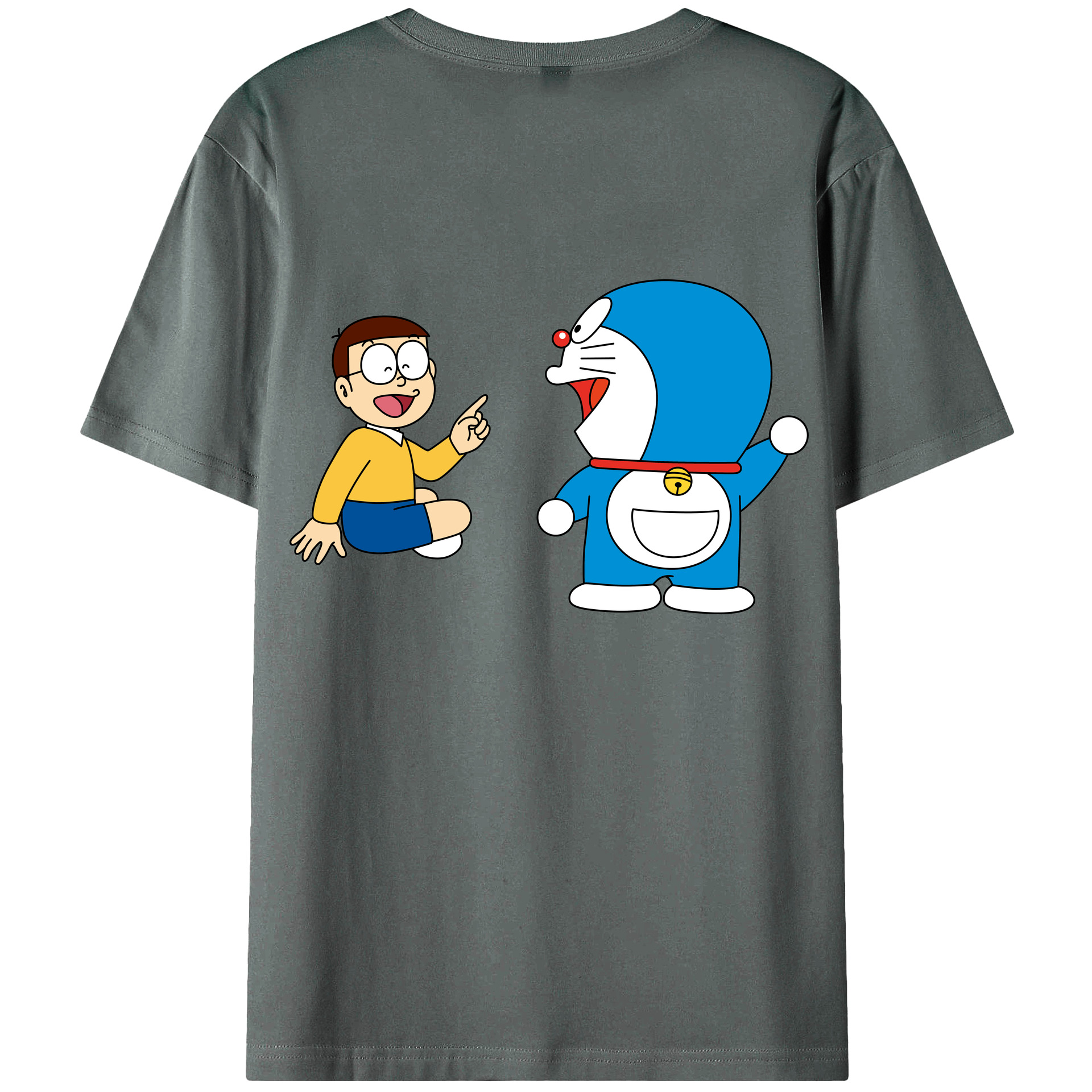 （画像用） ドラえもん Doraemon 綿100％ メンズ半袖Tシャツ（バックプリント） 通気性